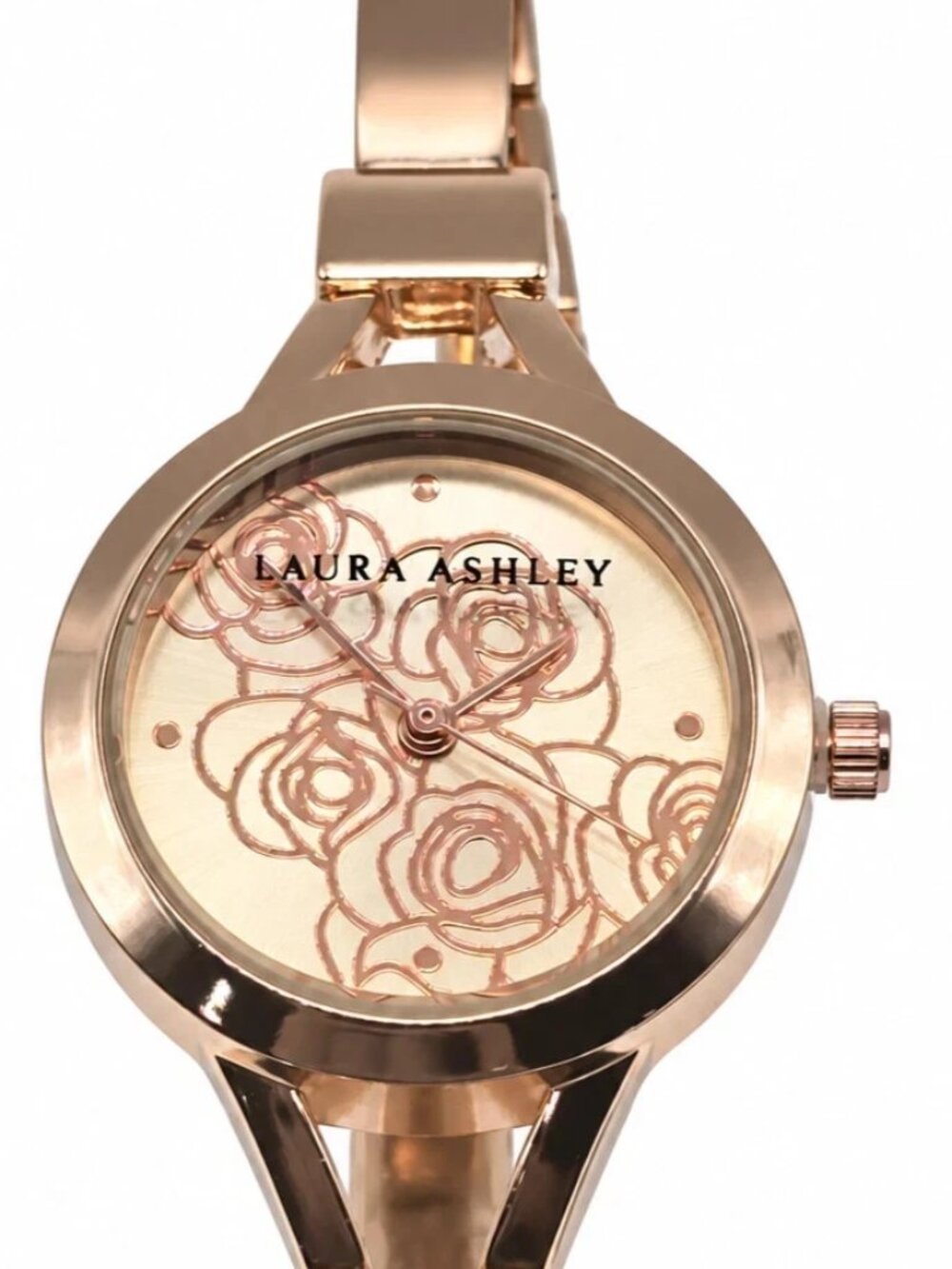 Laura Ashley LA31019TTG Womens Two Tone Gold Bangle Floral Dial Quartz Watch
